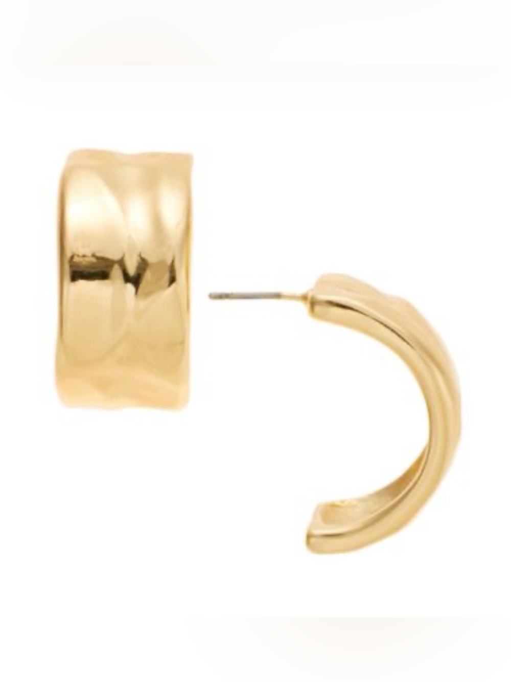 On 34th Gold-Tone Curved Metal Sheet C Gold - Polished Chunky Half-Hoop